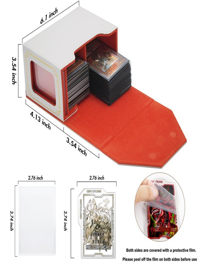 sabermaster STORY OF WHITE Laser Card Deck Box for YGO MTG Organizer Holds 220+ Double Sleeved Card Storage Trading Games Leather Display Windows with magnetic cardholder (White gold) - Image 2